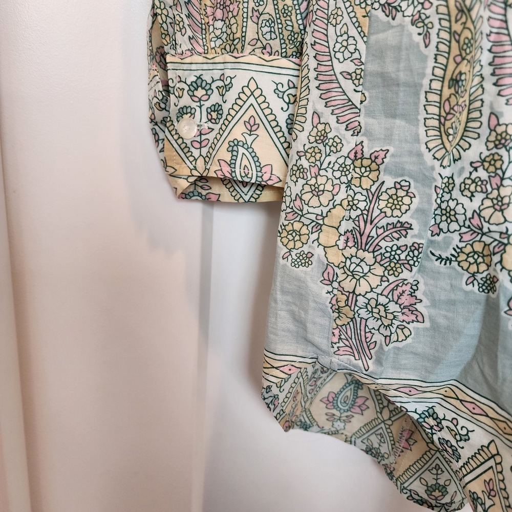 Soft Surroundings Tabitha Tunic Blouse S Cotton Paisley Prairie Boho Cottagecore - Picture 6 of 12